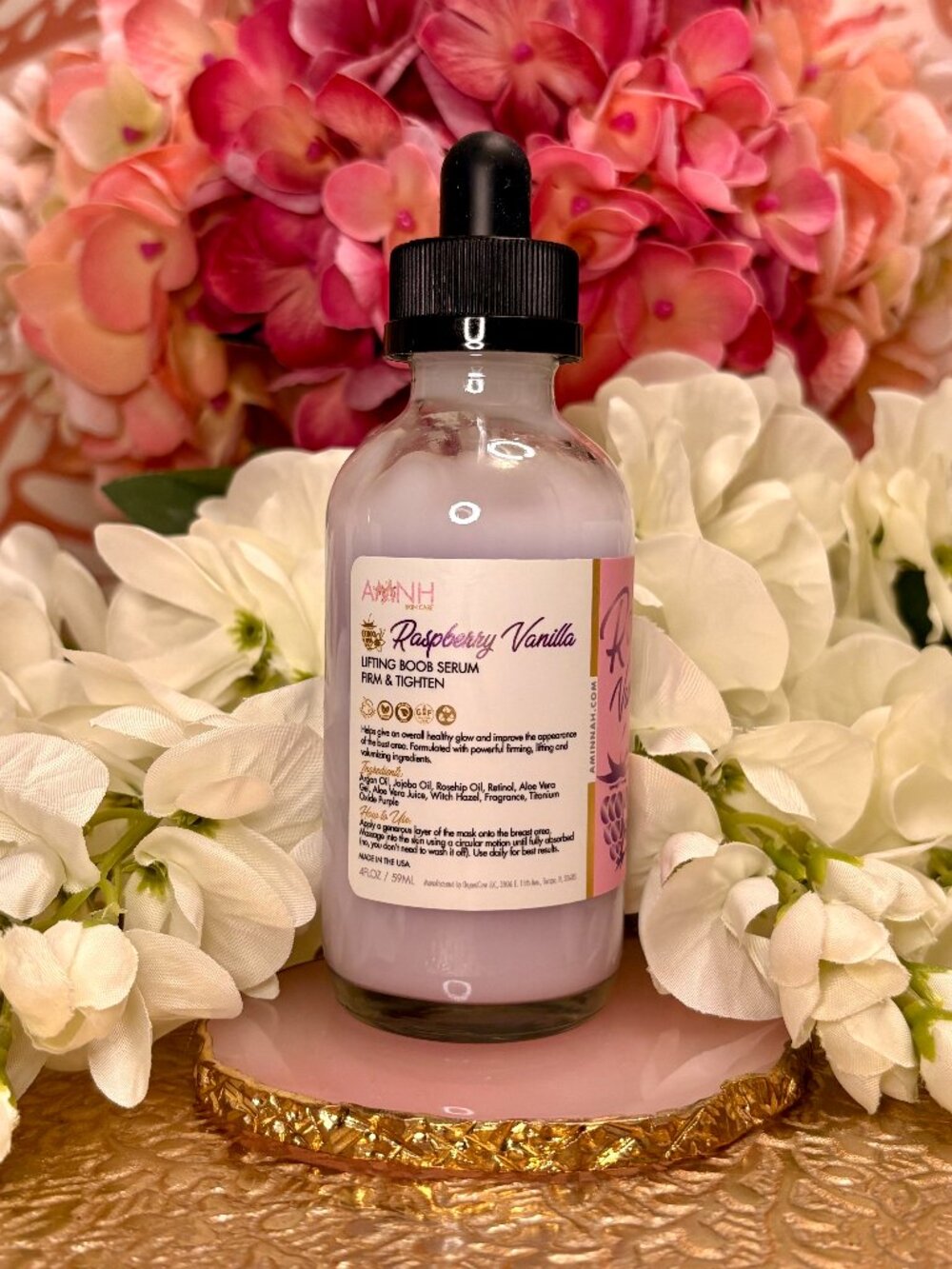 AMINNAH Raspberry Vanilla Lifting Boob Serum Retinol – 4 oz